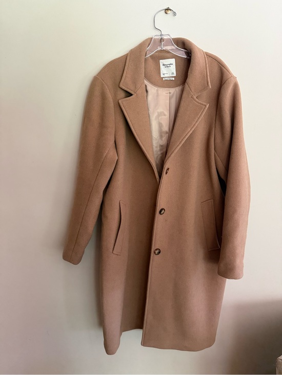 Abercrombie & Fitch Jackets & Blazers - Abercrombie & Fitch A&F Dad Camel Wool-Blend Overcoat - Classic Single-Breasted